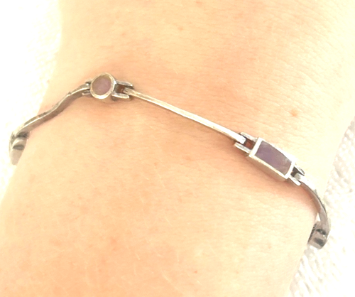 .99¢ ASTE! Bracciale Argento Sterling Ametista 7,50g MCM ELEGANTE MODERNISTA