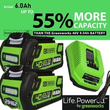 40V 5.0Ah For Greenworks G-MAX Lithium Battery 29472 29462 29252 20202 / Charger