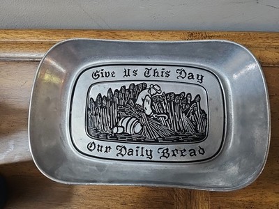 Wilton Armetale Bread Tray RWP  Give Us This Day Our Daily Bread  Pewter
