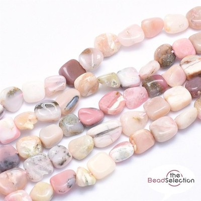 ROSA OPAL TROMMELN NUGGET EDELSTEIN CHIP PERLEN 5mm - 11mm 1 STRANG 40+ GC45