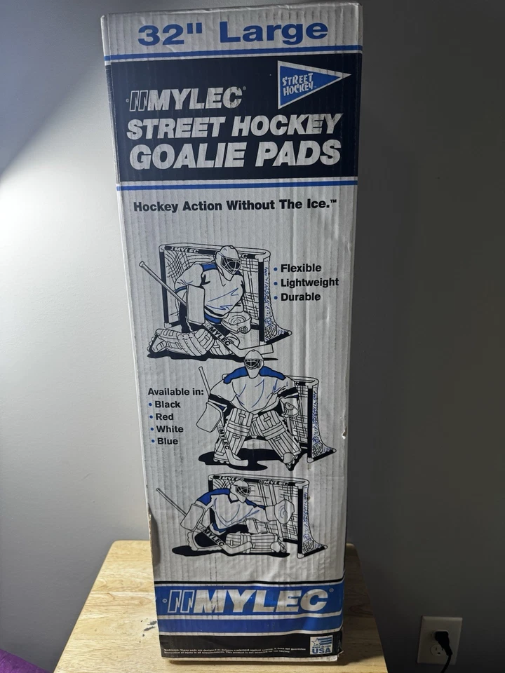 Vintage Mylec Street Hockey Goalie Pads Size Large Black Box No. 170 NEW - Image 3 of 4