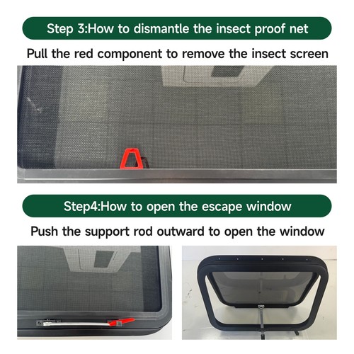 Trailer Emergency Push Window RV Exit Window w/Screen 22" x 15" - Picture 12 of 12