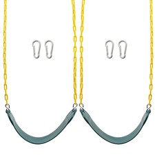Heavy Duty Swing Seats 2PCS with 66" Chain Support, 250lb Capacity, Green Color