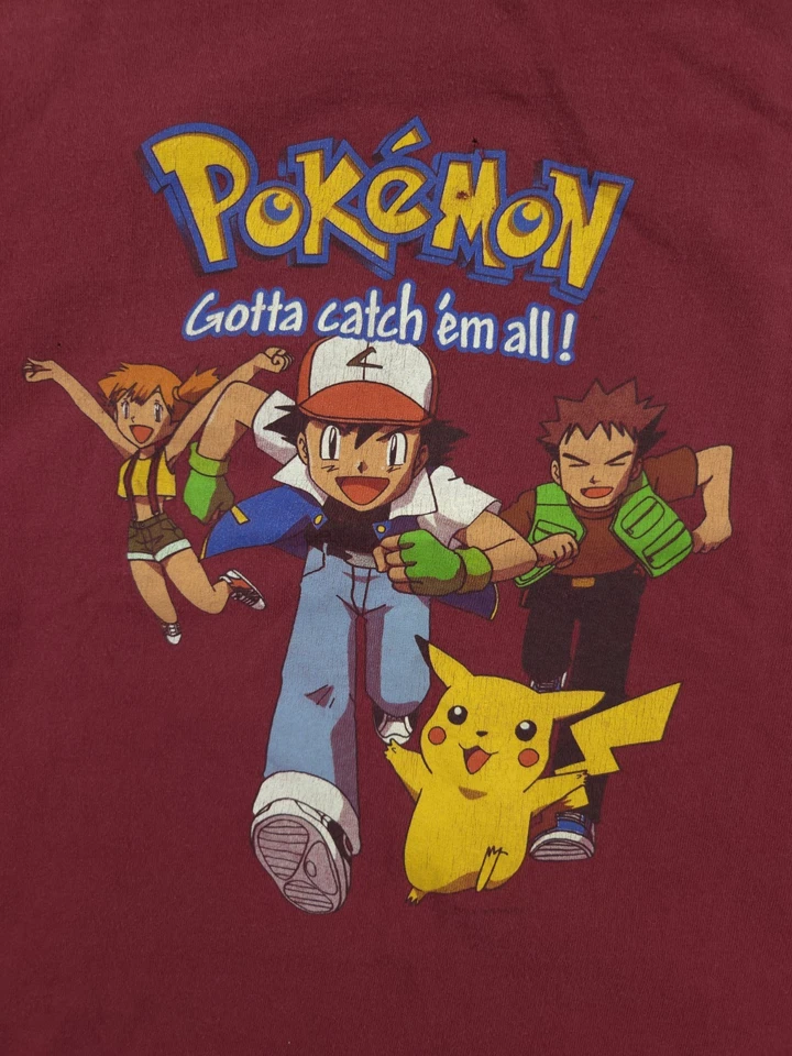 Vintage Pokemon T Shirt Boys Medium Ash Pikachu Misty Brock - Image 3 of 4