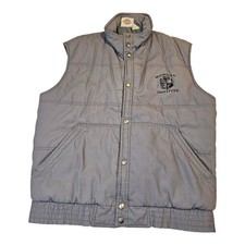 VTG DICKIES BRASS BUTTON DOWN PUFFER VEST W/ ZIPPER POCKETS INNER POCKET