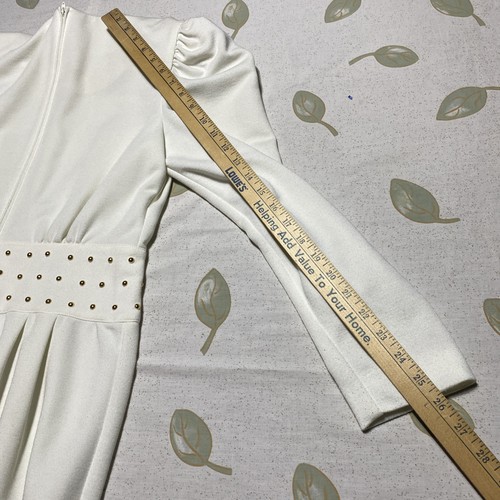 Vintage Leslie Fay Strick weiß Kleid Langarm 100% Polyester Gr. 10 - Bild 13 von 15