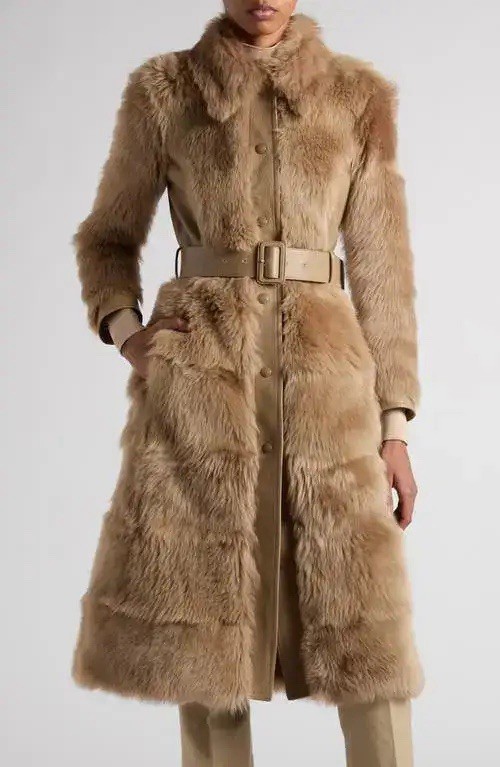 38IT- Tom Ford Brown Belted shearling and leather coat - BNWT / 10K image 4