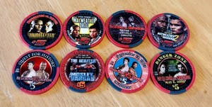Lot of 8 Denomination $5 Casino Chips MGM Grand Casino Las Vegas Boxing Matches
