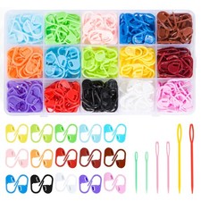 270pcs Stitch Markers for Crocheting,15 Colors Knitting Markers with 6 PCS 3 Siz