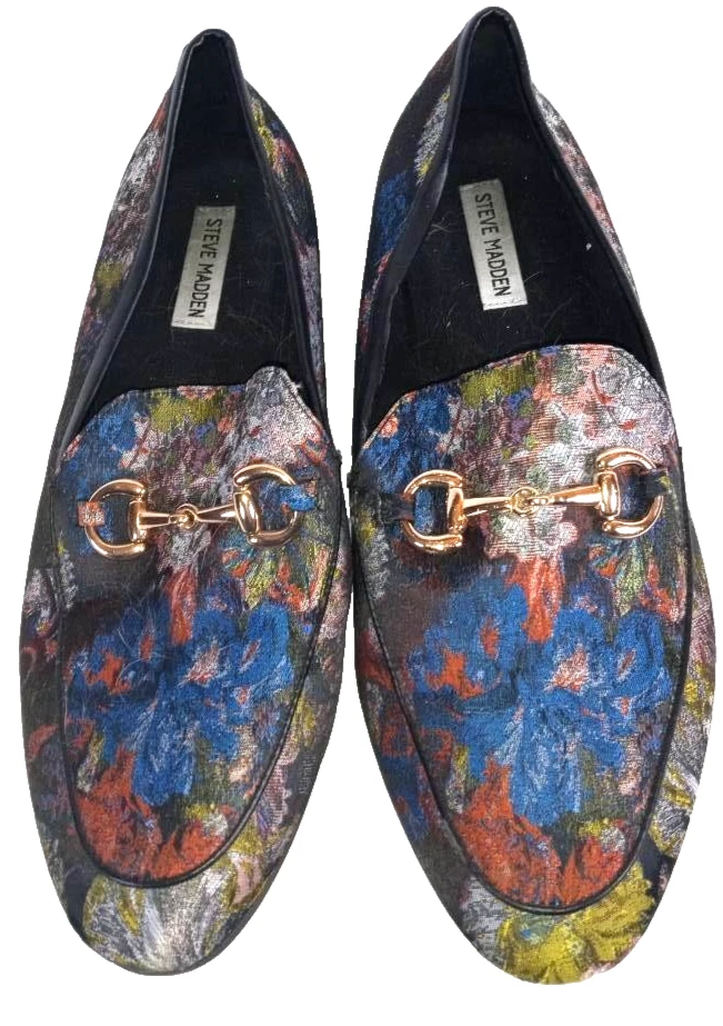 Steve Madden Mocasines Mujer Multicolor Floral Tapiz Horsebit Zapatos Sin Cordones Foto 3 de 4