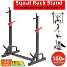 Adjustable Squat Barbell Dip Rack Weight Lifting Stand Frame Bench Press UK
