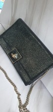 VIVIENNE WESTWOOD BLACK LEATHER APOLLO CLUTCH SHOULDER BAG
