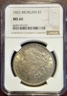 1921 Morgan Silver Dollar NGC MS60 Graded Coin