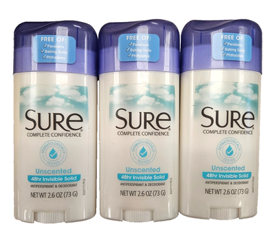 #ad #ad Sure Anti Perspirant Invisible Solid Unscented 2.6oz 3 pack $16.95