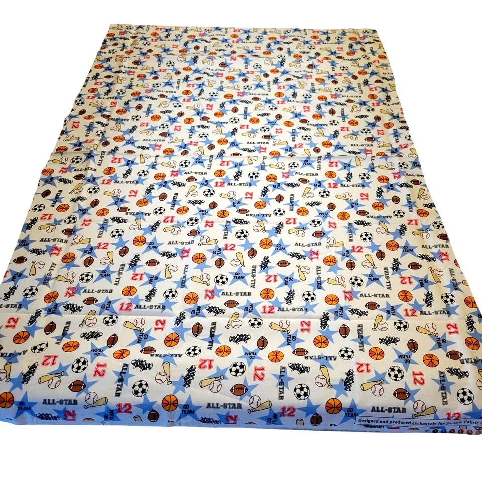 Cotton Fabric All Star Sports Balls Megaphone 28x43” Joann Fabrics Football  - Image 2 of 4