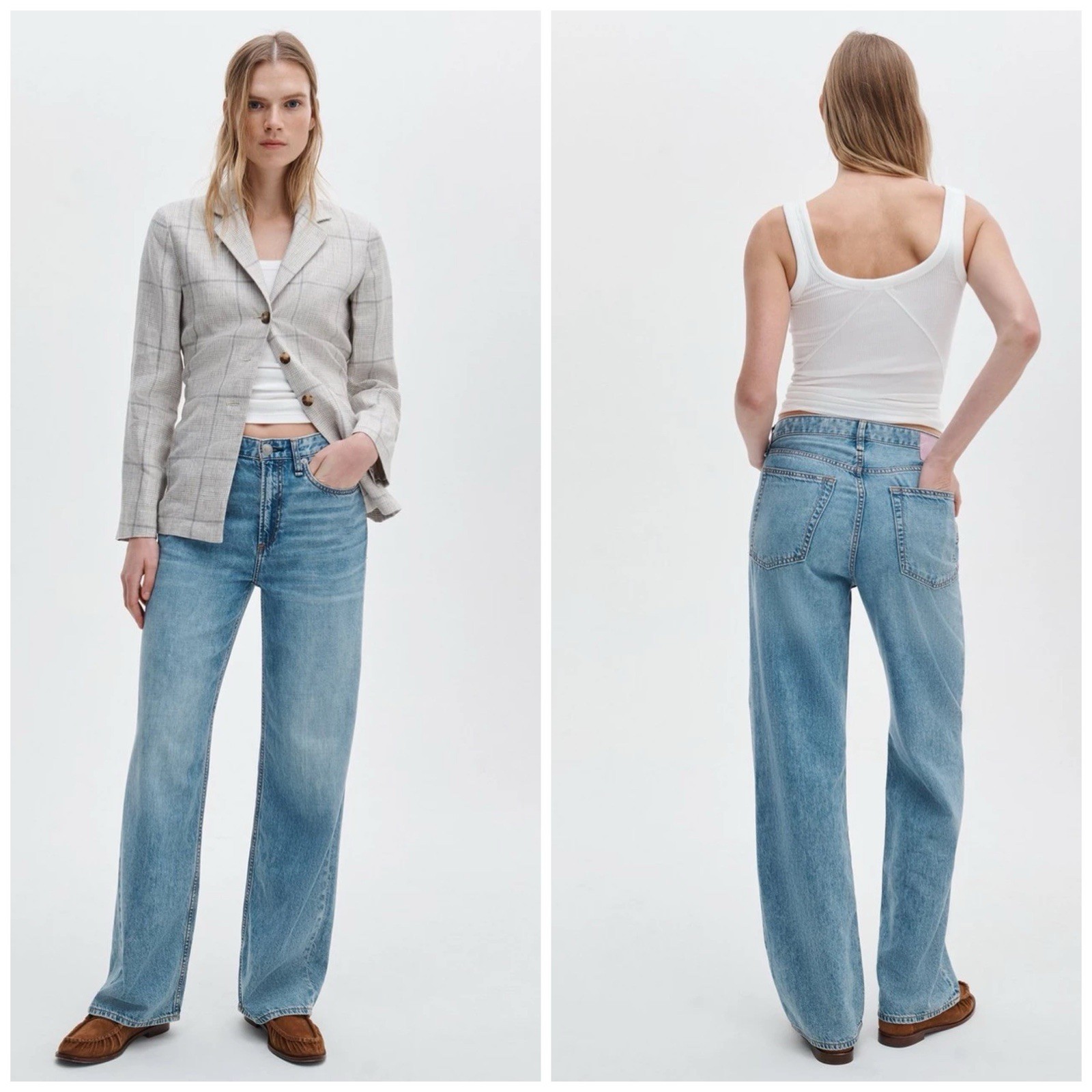NWT Rag & Bone $275 Featherweight The Logan Mid Rise Wide Leg Jeans  Size: 31