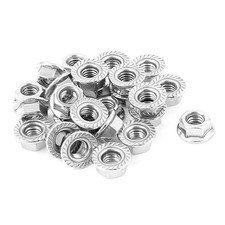 M6 X 1mm Thread 304 Stainless Steel Serrated Flange Metric Hex Lock Nuts 26pcs