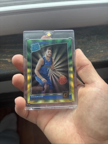 Luka Doncic Donruss Rated Rookie Yellow-Green Laser Parallel #177 Raw