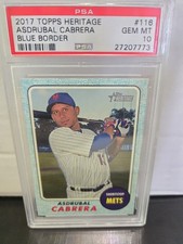 ASDRUBAL CABRERA 2017 Topps Heritage Blue Psa 10 Mets Nats 