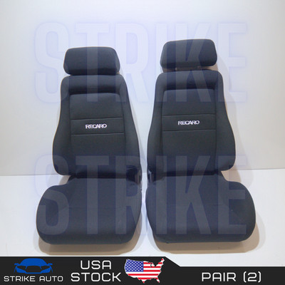 Recaro Style Cloth Black Logo Seats Reclinable 2 Pieces US Bucket Seats USA New