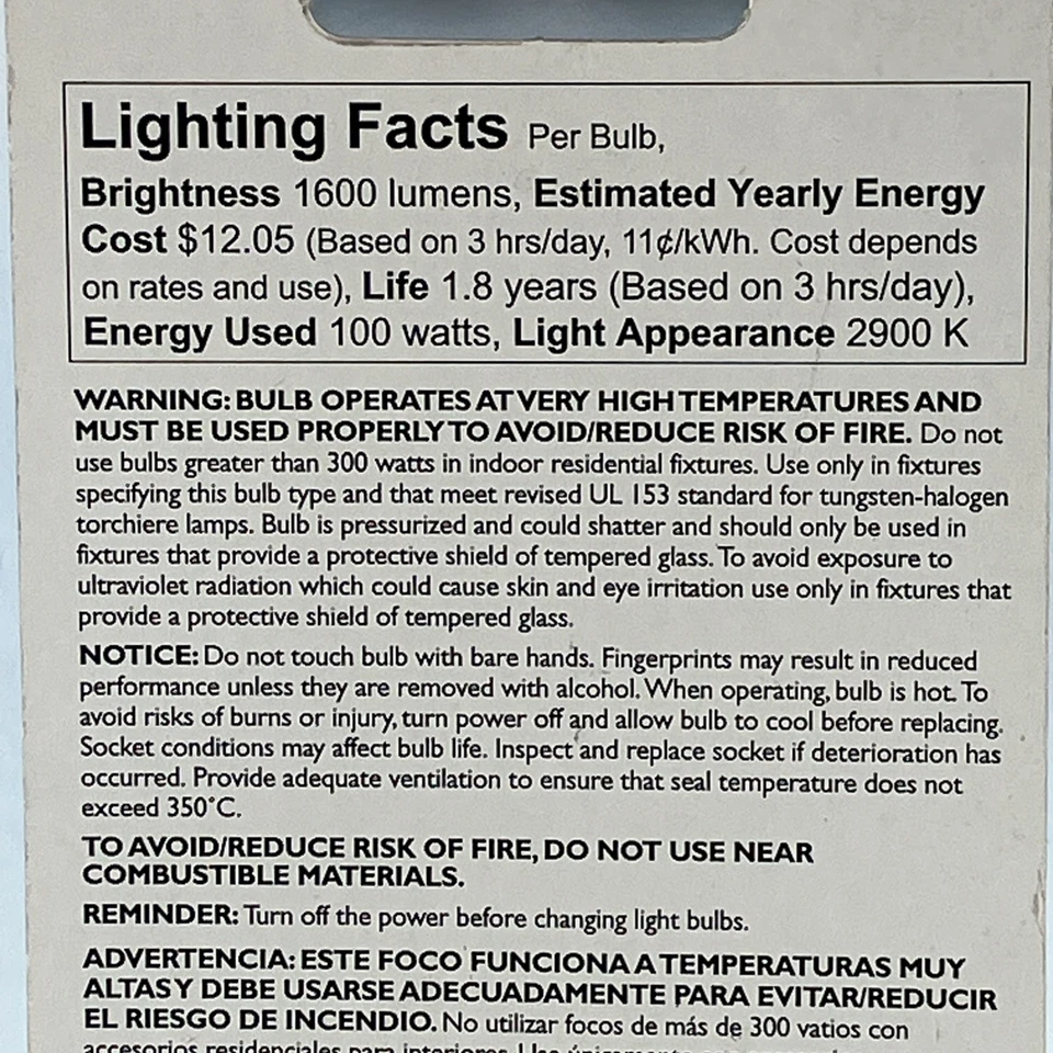 Philips 100W 120V Clear RSC Base T3 Work Light & Security Bulb New In Package - Image 3 of 3