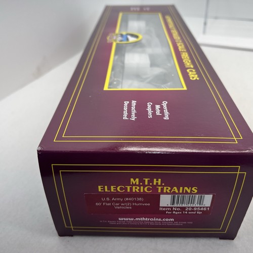 MTH Premier 20-95461 U.S. Army 60’ Flatcar w (2) Humvee Vehicles O NEW #40138 - Picture 9 of 11