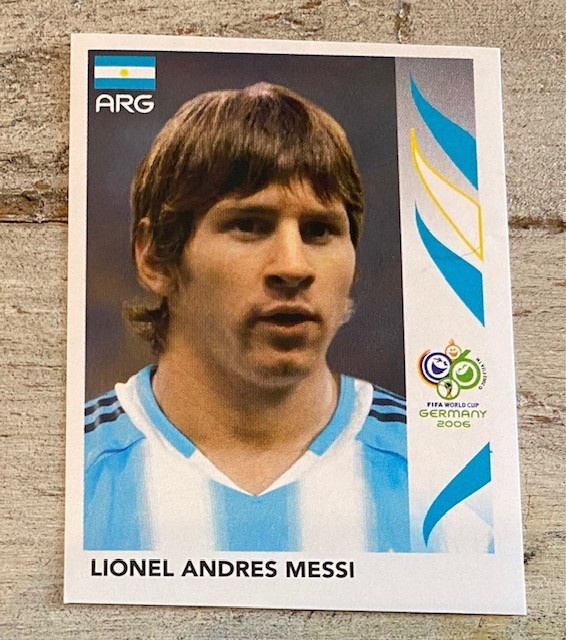 2006 Panini World Cup Album Stickers Lionel Andres Leo Messi Rookie #185 -Crease