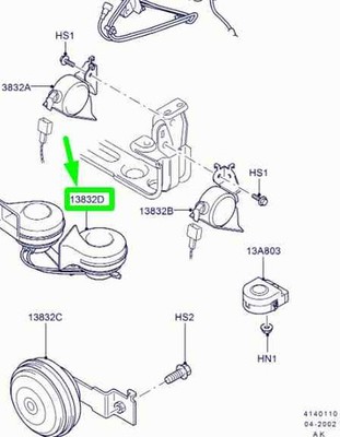 Ford Focus MK1 Dual Note Elektrische Autohupe 1345804 2M5T-13A803-AB ORIGINAL