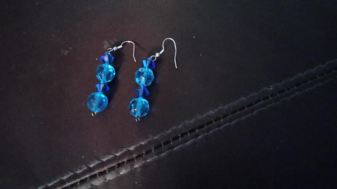Handcrafted Stacked Beaded Drop Dangle Earrings-b… - image 3