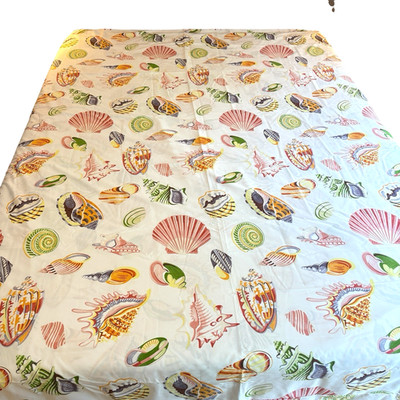 Duvet Cover Full Double w SHELLS Sateen Luxury Cotton Cuddledown White 81x85 EXC