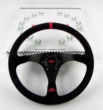 Personal 350mm Trophy Steering Wheel Black Suede Leather With Red Accents Personal 350mm Trophy Steering Wheel Black Suede Leather With Red Accents