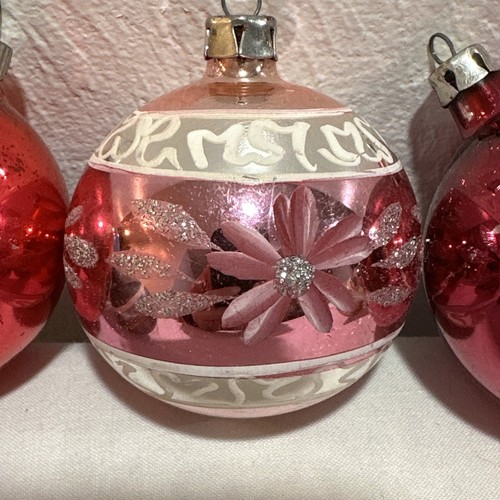 Lotto Ornamenti Rosa Vintage Brite Lucido Polonia Glitter Strisce Mercurio -7 - Foto 4 di 23