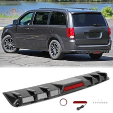 For Dodge Grand Caravan Rear Bumper Spoiler Diffuser Trim w/ Tail Lights Carbon