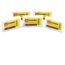 50 FEATHER Hi-Stainless Platinum Double Edge Safety Razor Blades 5 Packs of 10