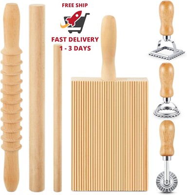 7 herramientas para hacer pasta de ñoquis, tabla de madera para ñoquis con sello