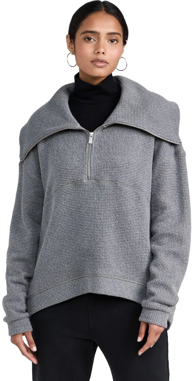 sweaty-betty restful boucle half zip oversized pullover sweatshirt
