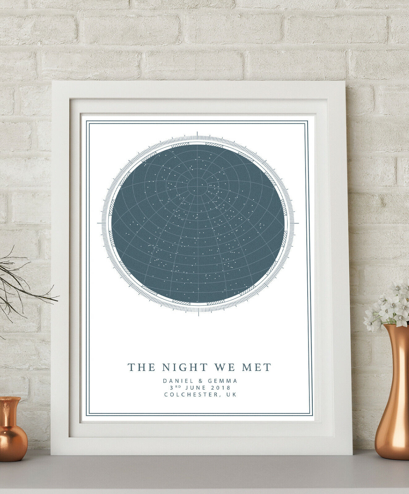 Personalised Night Sky Star Map Print Day We Met 1St Anniversary Paper Gift  | Ebay