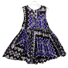 Free People Mini Dress Women XS Babydoll Aztec Boho Southwest Lagenlook Festival