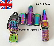4X Valve Tyre Dust Caps Rainbow Car Bike Motorcycle UK Seller FITS ALL CARS