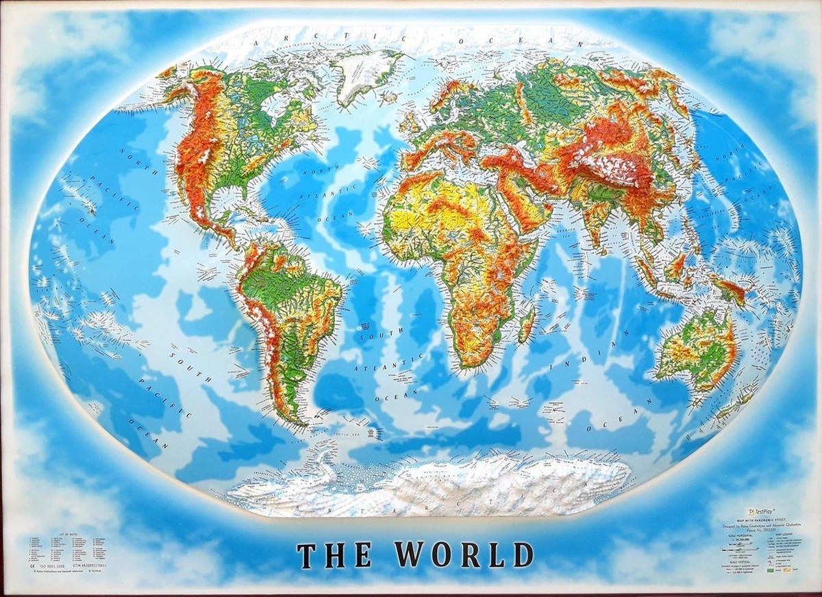 3d Raised Relief Map World 3D Raised Relief Map | eBay