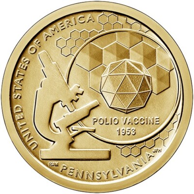 2019 D AU/BU Pennsylvania American Innovation Dollar Polio Vaccine 1953
