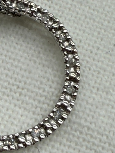 10k 10ct White Gold Diamond Open Circle Pendant on Chain Necklace Stamped 10k - Picture 9 of 17