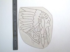 vtg 1960s 1970s Tattoo acetate stencil Native American Chief signed PC