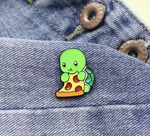 Turtle Pizza Enamel Pin Green Adventure Cartoon Brooch Lapel Badge Jewelry - Picture 2 of 3