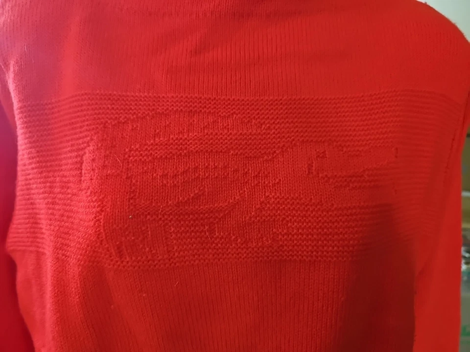 Vintage Haymaker Lacoste Boat Neck Intarsia Alligator Knit Sweater 38 US Red - Image 2 of 4