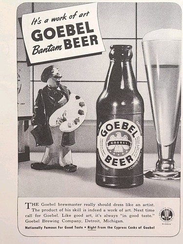 Goebel Brewing Co Detroit MI Bantam Beer Work Of Art Vintage Print Ad 1943