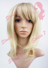 W156 Blonde Mid Length Straight  Sythetic Wig - studio7-uk 