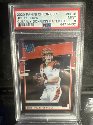 2020 Panini Chronicles Clearly Donruss Rated Rookie Joe Burrow (RC) Psa 9 Mint 