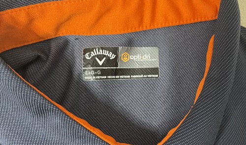 Calloway Shirt Men's Large Opti Dri Short Sleeve Golf Polo Blue Orange Accent - Picture 10 of 10