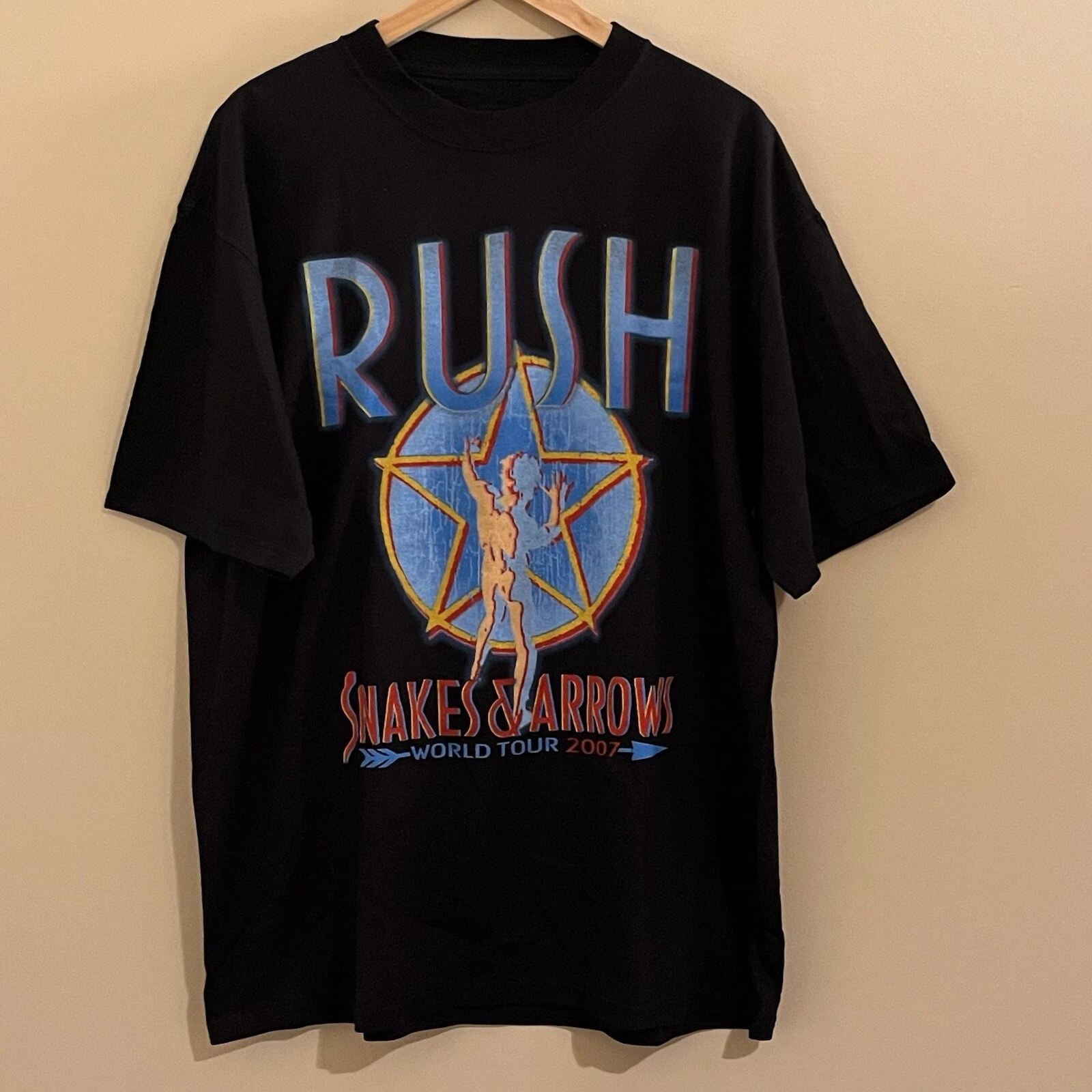 Rush Blue Starman Snakes & Arrows World Tour 2007 Band T-shirt Double Graphic XL